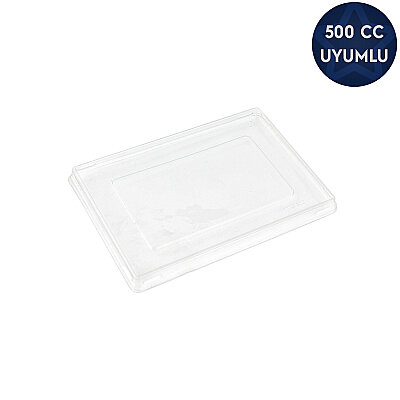 500 cc Dikdörtgen (Tuktuk) Kraft Karton Kase Uyumlu Pet Kapak - 1