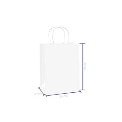 Beyaz Kraft Kağıt Çanta 25x12x31 cm - Özalp Ambalaj