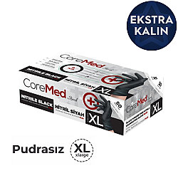 Ekstra Kalın Pudrasız Siyah Nitril Eldiven X-Large(Ekstra Büyük) - Coremed