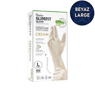 Hibrit Pudrasız Krem Eldiven Large (Büyük) - 1