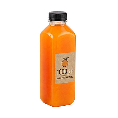 Kare Kalın Siyah Detoks Pet Şişe 1000 cc (Kapaklı) - 2