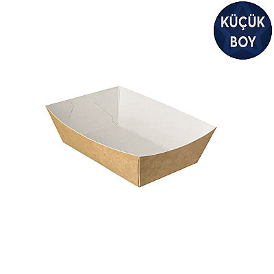 Kraft Karton Kayık Tabak (Karton Tava) 6,5x10,5x4 cm (Küçük Boy) - 1