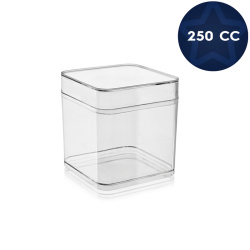 Kristal Plastik Kare Prizma Tatlı Kasesi (Kapaklı) 250 cc - Mayer Plastik