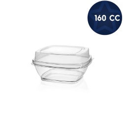 Kristal Plastik Kare Tatlı Kasesi (Kapaklı) 160 cc - Özalp Ambalaj
