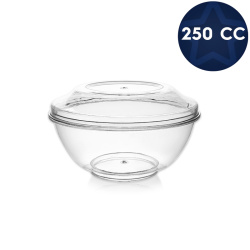 Kristal Plastik Tatlı Kasesi (Kapaklı) 250 cc - Mayer Plastik