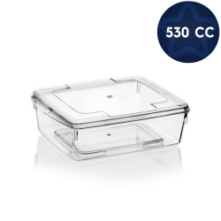 Kristal Plastik Tatlı ve Bal Kabı (Kapaklı) 500 cc - Mayer Plastik