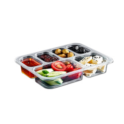 Plastik Kullan At Kahvaltı Kabı PP 6 Bölmeli - Eltron Plastik