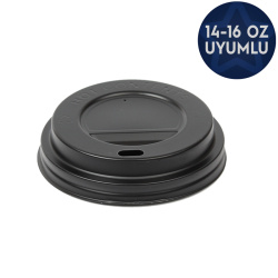 Plastik Sıcak İçecek Kapağı Siyah (14-16 oz BardakUyumlu) - Özalp Ambalaj