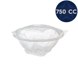 Plastik Yuvarlak Salata Kasesi Kapaklı 750 cc - Eltron Plastik