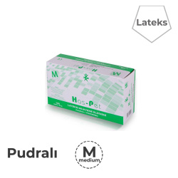 Pudralı Lateks Beyaz Eldiven Medium (Orta) - Haspet