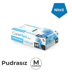 Pudrasız Mavi Nitril Eldiven Medium (Orta) - Coremed