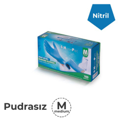 Pudrasız Mavi Nitril Eldiven Medium (Orta) - Haspet