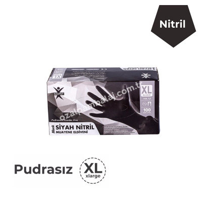 Pudrasız Siyah Nitril Eldiven X-Large(Ekstra Büyük) - 1