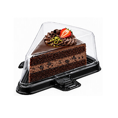 Üçgen Pasta ve Cheescake Kabı Seti Siyah - 1